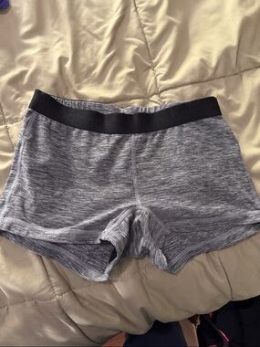 New Balance Gray Marled Athletic Shorts with Black Waistband